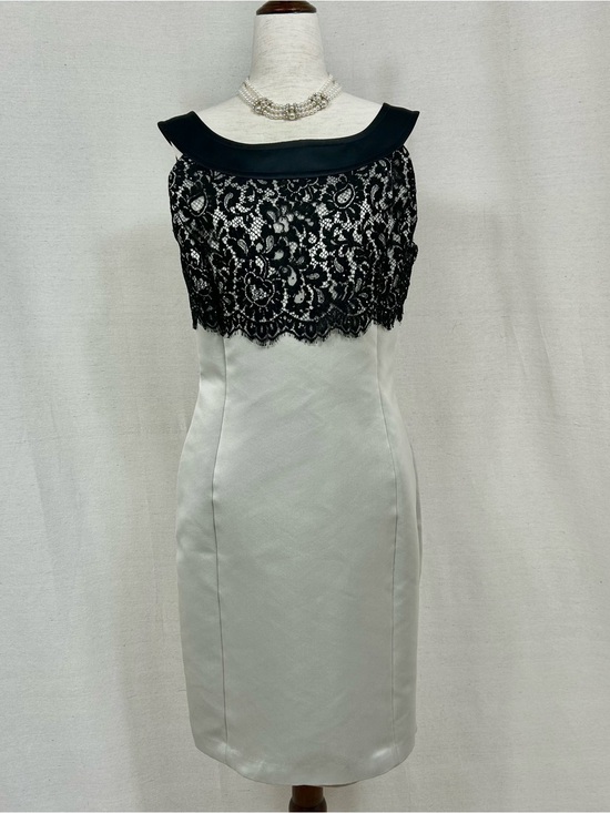 St. John Dresses & Skirts - St. John Grey & Black Lace-Overlay Midi Dress Size 6